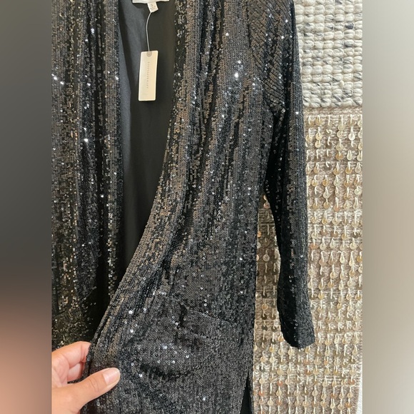 🖤NWT BB Dakota Anthropologie black sequin duster cardigan  sz S 🖤 - Picture 3 of 9